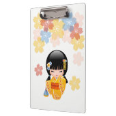 Summer Kokeshi Doll - Yellow Kimono Geisha Girl Klembord (Links)