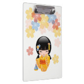 Summer Kokeshi Doll - Yellow Kimono Geisha Girl Klembord (Rechts)