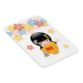 Summer Kokeshi Doll - Yellow Kimono Geisha Girl Magneet (Rechterzijde)
