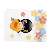 Summer Kokeshi Doll - Yellow Kimono Geisha Girl Magneet (Horizontaal)