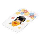 Summer Kokeshi Doll - Yellow Kimono Geisha Girl Magneet (Linkerzijde)
