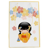 Summer Kokeshi Doll - Yellow Kimono Geisha Girl Medium Cadeauzakje (Voorkant)