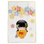 Summer Kokeshi Doll - Yellow Kimono Geisha Girl Medium Cadeauzakje (Achterkant)