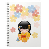 Summer Kokeshi Doll - Yellow Kimono Geisha Girl Notitieboek (Voorkant)