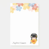 Summer Kokeshi Doll - Yellow Kimono Geisha Girl Post-it® Notes (Voorkant)