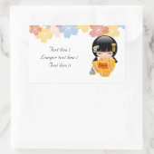 Summer Kokeshi Doll - Yellow Kimono Geisha Girl Rechthoekige Sticker (Tas)