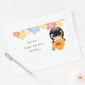 Summer Kokeshi Doll - Yellow Kimono Geisha Girl Rechthoekige Sticker (Envelop)