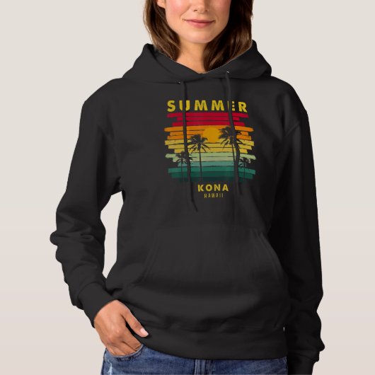 Summer Kona Hawaii Beach Sunset Retro Hoodie (Voorkant)