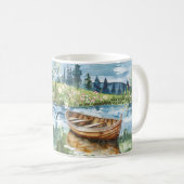 Summer Lake Boat Flowers Serenity Koffiemok (Voorkant rechts)