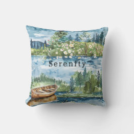 Summer Lake Boat Flowers Serenity Kussen