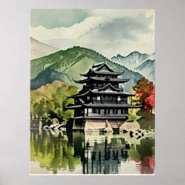 Summer Lake Castle Poster