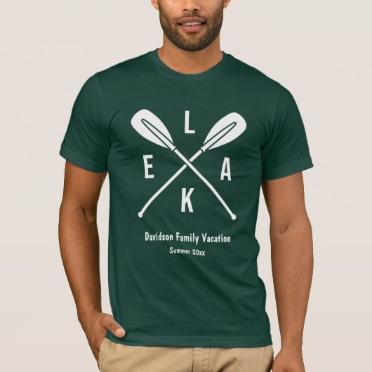 Summer Lake Paddles Matching Familie Papa Groen T-shirt (Voorkant)