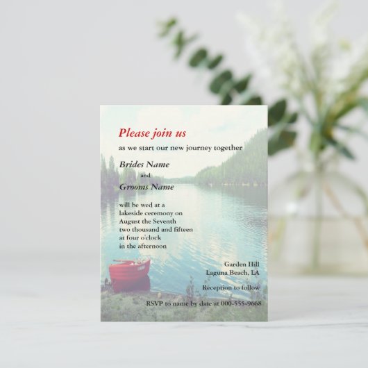 Summer Lakeside Wedding Event Custom Invites Kaart (Staand voorkant)