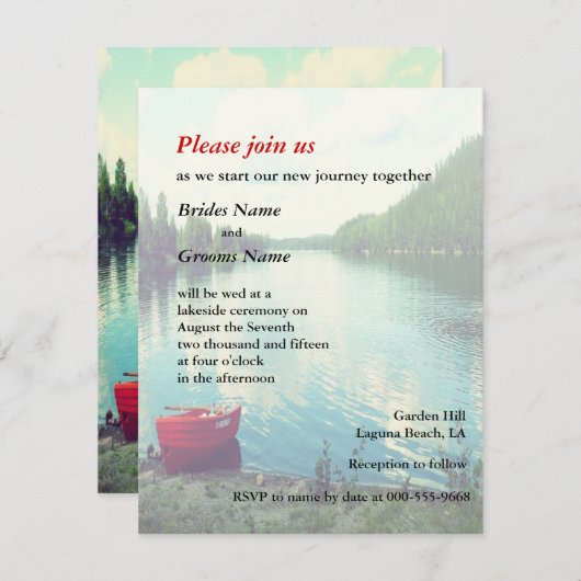 Summer Lakeside Wedding Event Custom Invites Kaart (Voorkant / Achterkant)