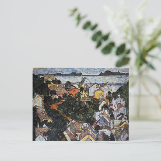 Summer Landscape, Krumau van Egon Schiele Briefkaart (Staand voorkant)