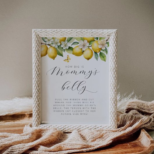 Summer Lemon Baby shower Hoe groot is de buik van  Poster
