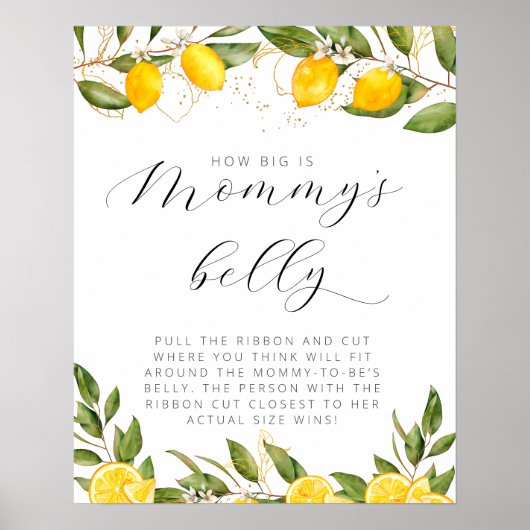Summer Lemon Baby shower Hoe groot is de buik van Poster (Voorkant)