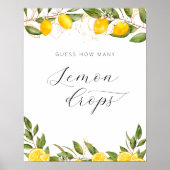 Summer Lemon Baby shower Hoeveel Lemon druppelt Poster (Voorkant)