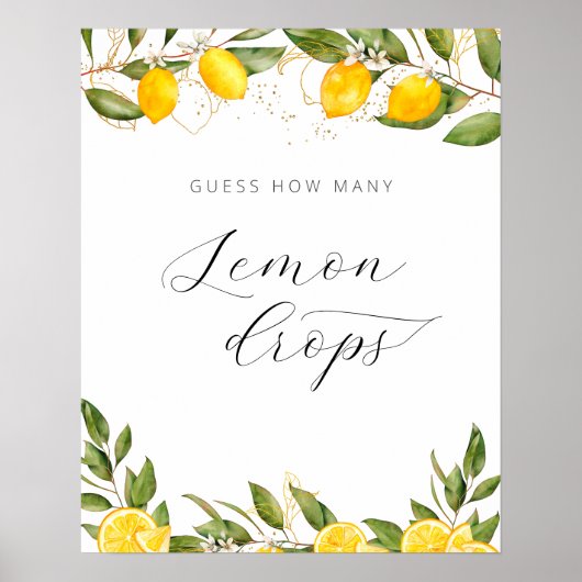 Summer Lemon Baby shower Hoeveel Lemon druppelt Poster (Voorkant)