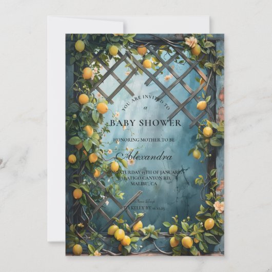 Summer Lemon Blossom Baby Shower Kaart (Voorkant)