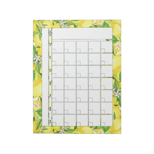 Summer Lemon Blossom Maandelijkse Planner Agenda Notitieblok (Linkerzijde)
