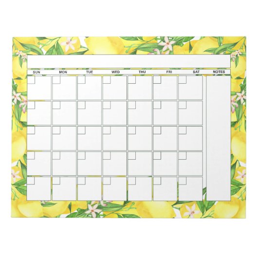 Summer Lemon Blossom Maandelijkse Planner Agenda Notitieblok (Voorkant)