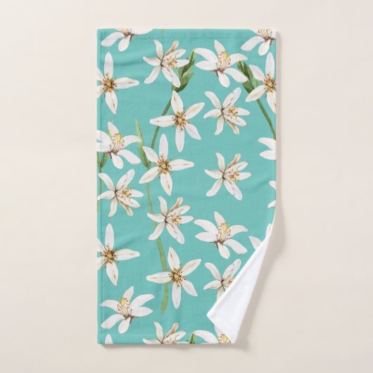 Summer Lemon blossom pattern on teal Bad Handdoek (Handdoek)