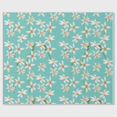 Summer Lemon blossom pattern on teal Cadeaupapier (Vlak)