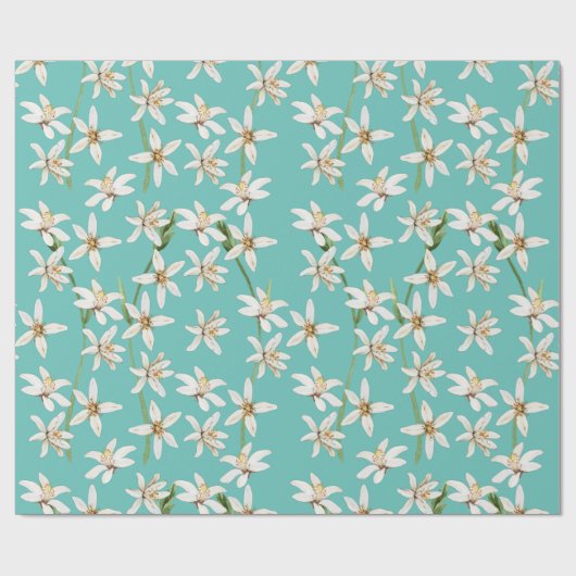 Summer Lemon blossom pattern on teal Cadeaupapier (Vlak)