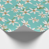 Summer Lemon blossom pattern on teal Cadeaupapier (Hoek)