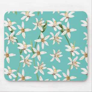 Summer Lemon blossom pattern on teal Muismat