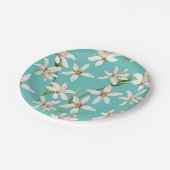 Summer Lemon blossom pattern on teal Papieren Bordje (Gekanteld)