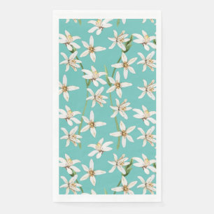 Summer Lemon blossom pattern on teal Servet
