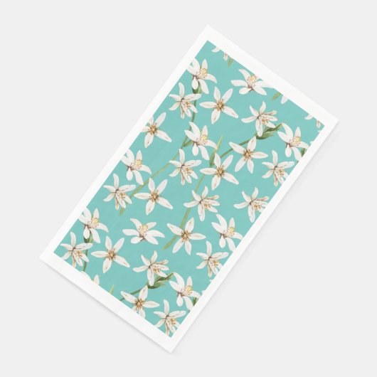 Summer Lemon blossom pattern on teal Servet (Hoek)