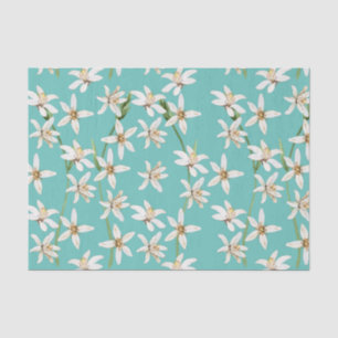 Summer Lemon blossom pattern on teal Tissuepapier