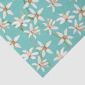 Summer Lemon blossom pattern on teal Tissuepapier (Detail)