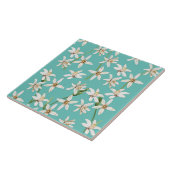 Summer Lemon blossom seamless pattern on teal Tegeltje (Zijkant)
