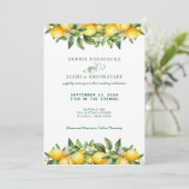 Summer Lemon Citrus Fruit Wedding Invitation  Kaart (Staand voorkant)