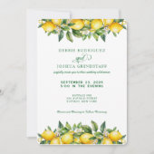 Summer Lemon Citrus Fruit Wedding Invitation  Kaart (Voorkant)