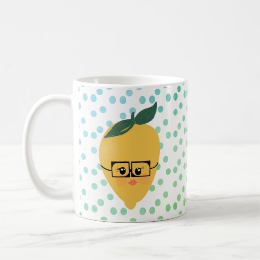 Summer Lemon Citrus Stippen Cartoon Coffee Mok (Links)