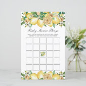 Summer Lemon Floral Baby shower Bingo Party Game (Staand voorkant)