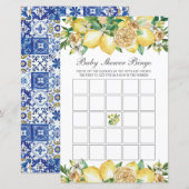 Summer Lemon Floral Baby shower Bingo Party Game (Voorkant / Achterkant)