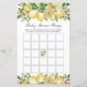 Summer Lemon Floral Baby shower Bingo Party Game (Voorkant)