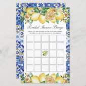 Summer Lemon Floral Baby shower Bingo Party Game (Voorkant / Achterkant)