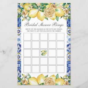 Summer Lemon Floral Baby shower Bingo Party Game