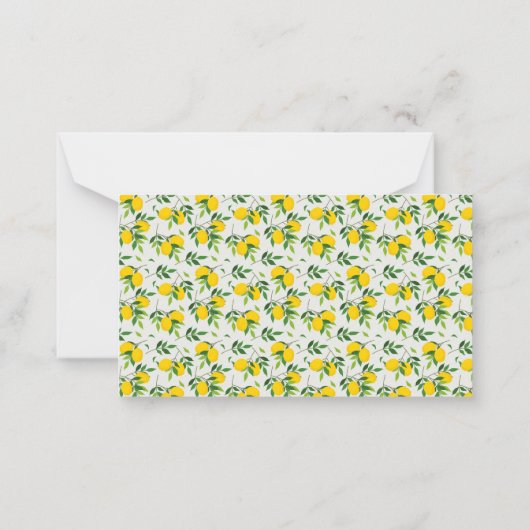 Summer Lemon Fruit Custom Name Gift Enclosure Notitiekaartje (Achterkant)