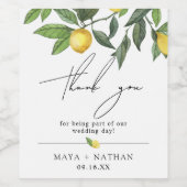 Summer Lemon Greenery Dank je bruiloft Wijn Etiket (Enkel label)