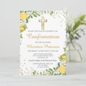 Summer Lemon Greenery Gold Cross bevestiging Kaart (Staand voorkant)