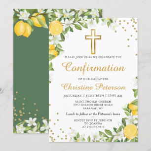 Summer Lemon Greenery Gold Cross bevestiging Kaart