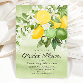 Summer Lemon & Limoen Bridal Shower Invitation Kaart